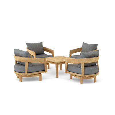 Anderson Teak Toscana Modern 5-Piece Deep Seating Swivel Patio Set