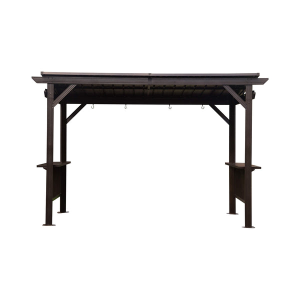 [06X12FT] Hardtop Grill Gazebo With Steel Roof, Shelves, And Hooks (SAK81324)