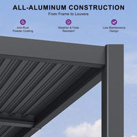 [08X10FT] Modern Wall-Mounted Louvered Pergola With Aluminum Frame