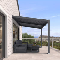 [08X10FT] Modern Wall-Mounted Louvered Pergola With Aluminum Frame