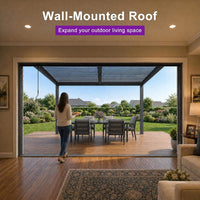 [08X10FT] Modern Wall-Mounted Louvered Pergola With Aluminum Frame