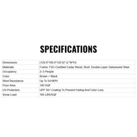 [10X10FT] Permanent Galvanized Steel Double Roof Cedar Wood Gazebo (SAK73842)