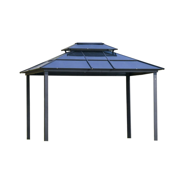 [10X12FT] Hardtop Gazebo Canopy With Polycarbonate Double Roof, Netting, And Curtains (SAK15672)