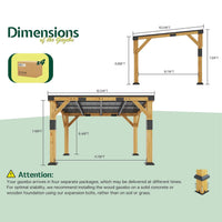 [10X12FT] Heavy-Duty Sloped Galvanized Steel Roof Cedar Wood Gazebo (SAK64831)