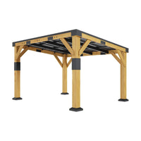 [10X12FT] Heavy-Duty Sloped Galvanized Steel Roof Cedar Wood Gazebo (SAK64831)