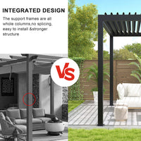 [10X19FT] Modern Durable All-Weather Outdoor Pergola With Aluminum Frame And Steel Louvers (SAK32691)