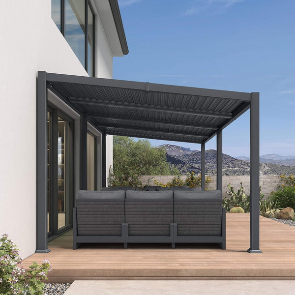 [10X20FT] Modern Louvered Aluminum Pergola With Sloped Roof