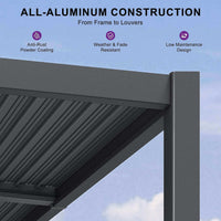 [10X20FT] Modern Wall-Mounted Louvered Pergola With Aluminum Frame