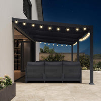 [10X20FT] Modern Wall-Mounted Louvered Pergola With Aluminum Frame