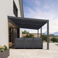 [10X20FT] Modern Wall-Mounted Louvered Pergola With Aluminum Frame