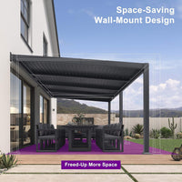 [10X20FT] Modern Wall-Mounted Louvered Pergola With Aluminum Frame
