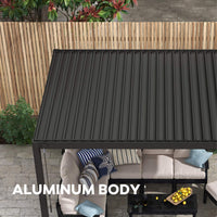 [10X20FT] Modern Outdoor Adjustable Charcoal Louvered Pergola With Screens And Built-In Drainage