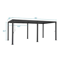 [10X20FT] Modern Outdoor Adjustable Charcoal Louvered Pergola With Screens And Built-In Drainage