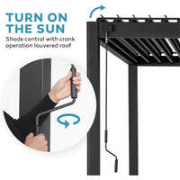 [10X20FT] Modern Outdoor Adjustable Charcoal Louvered Pergola With Screens And Built-In Drainage