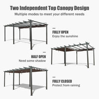 [11X20FT] Premium Outdoor Retractable Aluminum Pergola With Weather-Resistant Canopy (SAK54612)