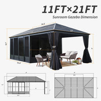 [11X21FT] Outdoor All-Season Solarium Sunroom Gazebo With Galvanized Steel Roof (SAK42018)