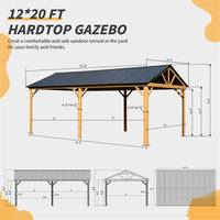 [12X20FT] Premium Outdoor Double-Layer Galvanized Steel Hardtop Gazebo For Patio (SAK46095)