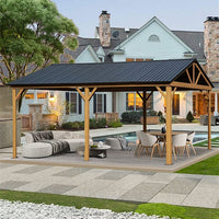 [12X20FT] Premium Outdoor Double-Layer Galvanized Steel Hardtop Gazebo For Patio (SAK46095)