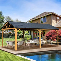 [12X20FT] Premium Outdoor Double-Layer Galvanized Steel Hardtop Gazebo For Patio (SAK46095)