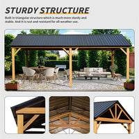 [12X20FT] Premium Outdoor Double-Layer Galvanized Steel Hardtop Gazebo For Patio (SAK46095)