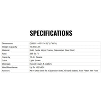 [12X24FT] Premium Galvanized Steel Roof Cedar Wood Hardtop Gazebo (SAK14632)