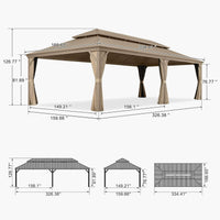 [14X28FT] Extra-Large Hardtop Gazebo With Galvanized Steel Double Roof, Curtains And Netting (SAK85731)
