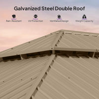 [14X28FT] Extra-Large Hardtop Gazebo With Galvanized Steel Double Roof, Curtains And Netting (SAK85731)