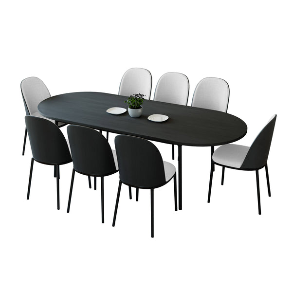 LeisureMod Tule Mid-Century Modern 9-Piece Dining Set