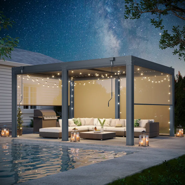 Aluminum Louvered Pergola, Outdoor Pergola with Adjustable Louvered Roof