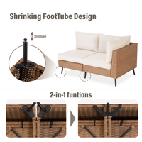 8 Pieces Outdoor Furniture Set, Patio Rattan Wicker Sectionals with 6 Chairs and 2 Ottomans, Beige Cushions