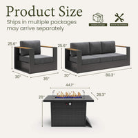 4-Piece Aluminum Patio Furniture Set With 55K BTU Fire Pit Table (SAK23471)