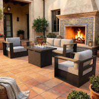 4-Piece Aluminum Patio Furniture Set With 55K BTU Fire Pit Table (SAK23471)