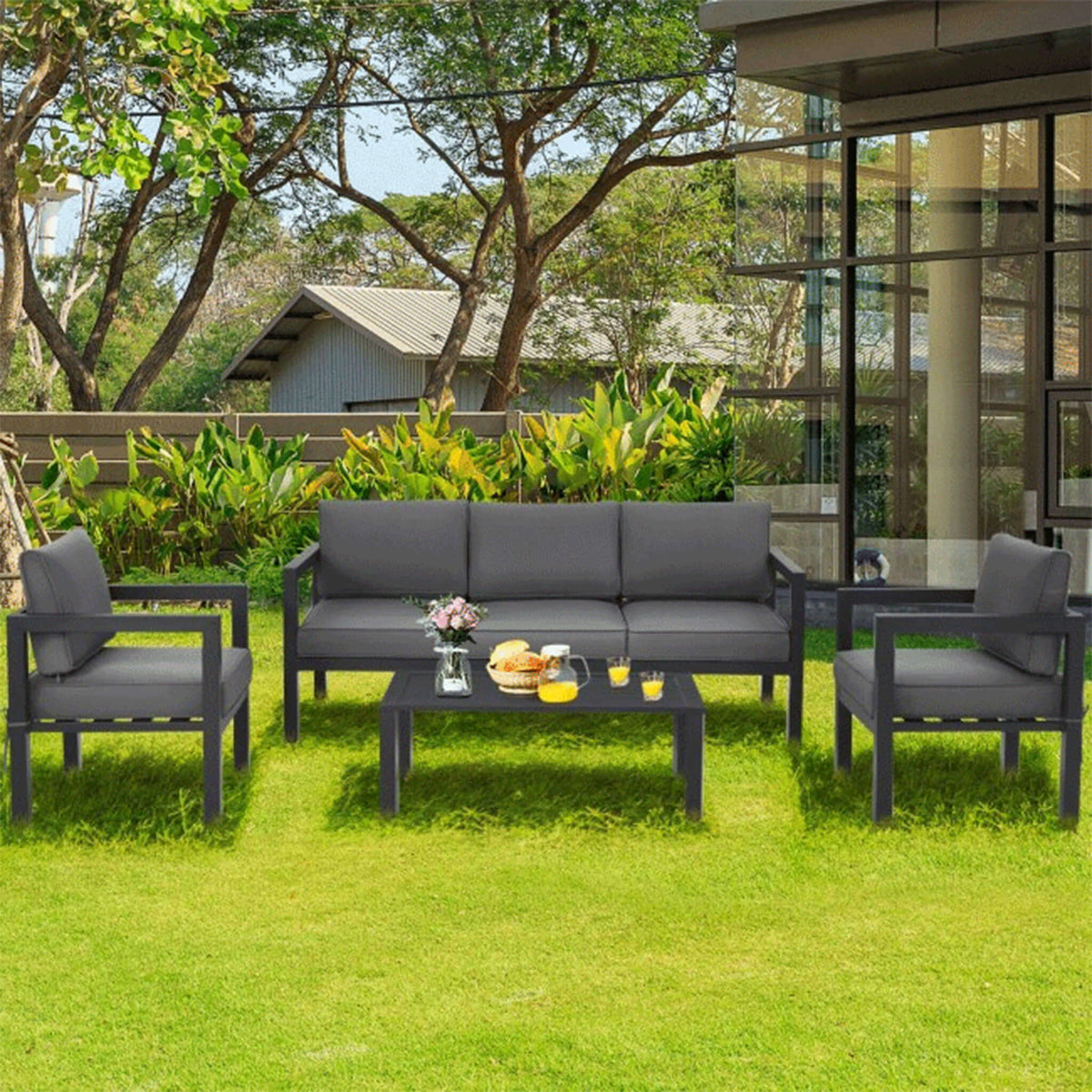 4-Piece Premium Outdoor Aluminum Furniture Set For Backyard & Poolside (SAK73532)