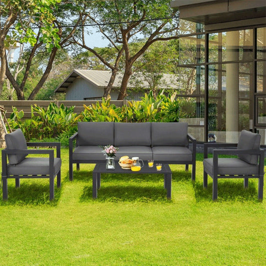 4-Piece Premium Outdoor Aluminum Furniture Set For Backyard & Poolside