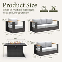 5-Piece Aluminum Patio Furniture Set With 55K BTU Fire Pit Table (SAK61742)
