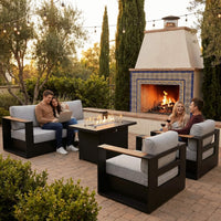 5-Piece Aluminum Patio Furniture Set With 55K BTU Fire Pit Table (SAK61742)