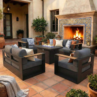 5-Piece Aluminum Patio Furniture Set With 55K BTU Fire Pit Table (SAK61742)