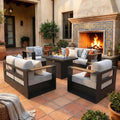 5-Piece Aluminum Patio Furniture Set With 55K BTU Fire Pit Table (SAK61742)
