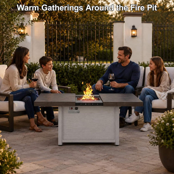 59-Inch 50K BTU Propane Fire Pit Table With Extendable Top (SAK71253)