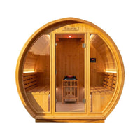 Varenna 6-Person Outdoor Traditional Carbonized Spruce Barrel Sauna