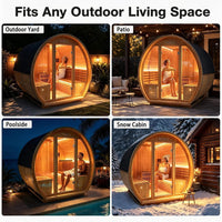 Varenna 6-Person Outdoor Traditional Carbonized Spruce Barrel Sauna