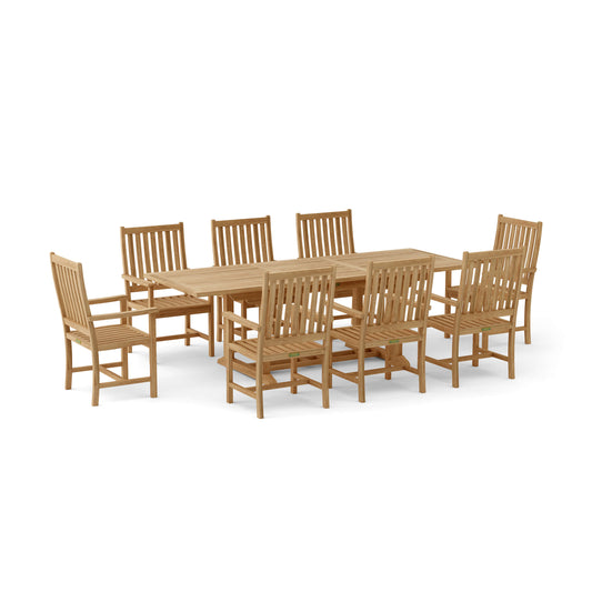 Anderson Teak 9-Piece Bahama & Wilshire Extension Oval Dining Set