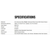 71-Inch Outdoor 60K BTU Fire Pit Table With Wind Guard