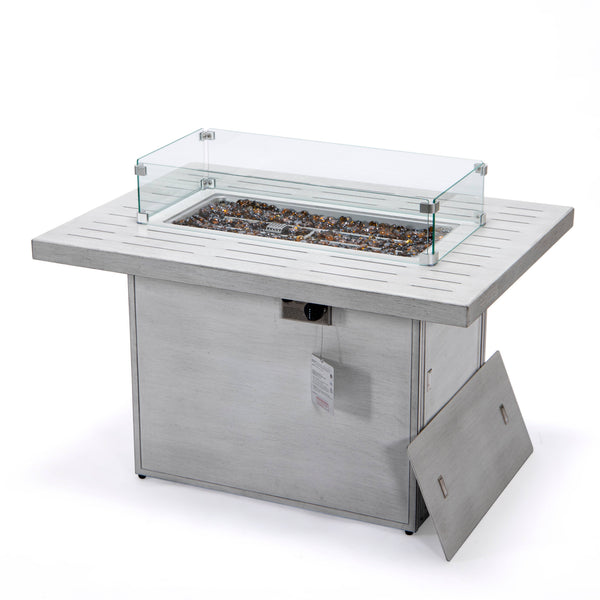LeisureMod Chelsea Fire Pit Table 55,000 BTU Propane Outdoor Fire Pit with Lid