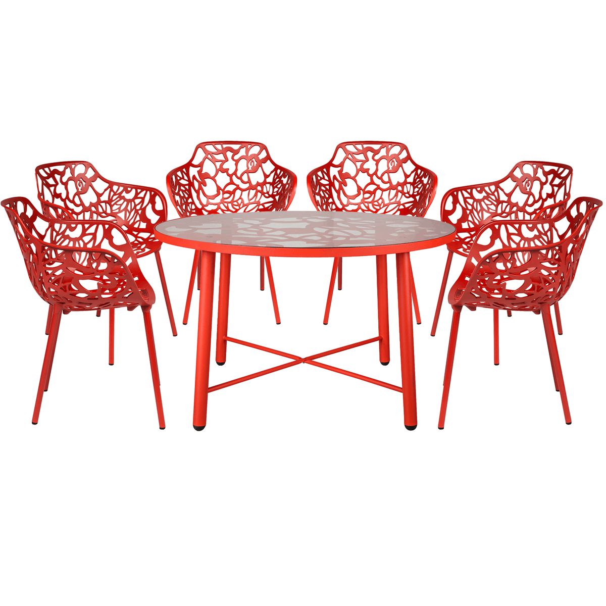 LeisureMod Devon Modern 7-Piece Aluminum Outdoor Dining Set