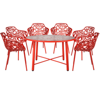 LeisureMod Devon Modern 7-Piece Aluminum Outdoor Dining Set