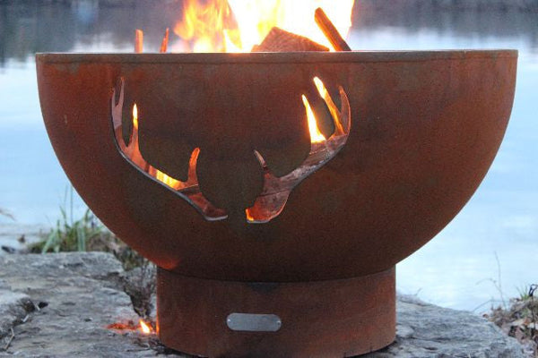 Fire Pit Art® Antlers 36-Inch Handcrafted Carbon Steel Fire Pit