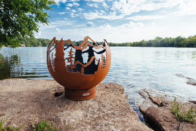 Fire Pit Art® Mountain Vista 36-Inch Handcrafted Carbon Steel Fire Pit