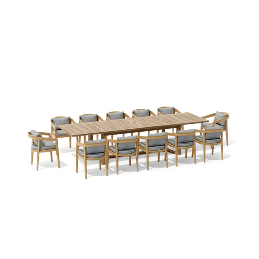 Anderson Teak 13-Piece Toscana Extension Dining Table Set