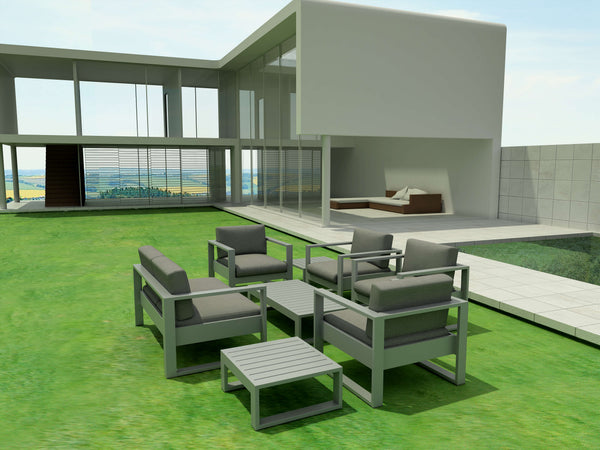 Anderson Teak Lucca Modern 7-Piece Aluminum Deep Seating Patio Set